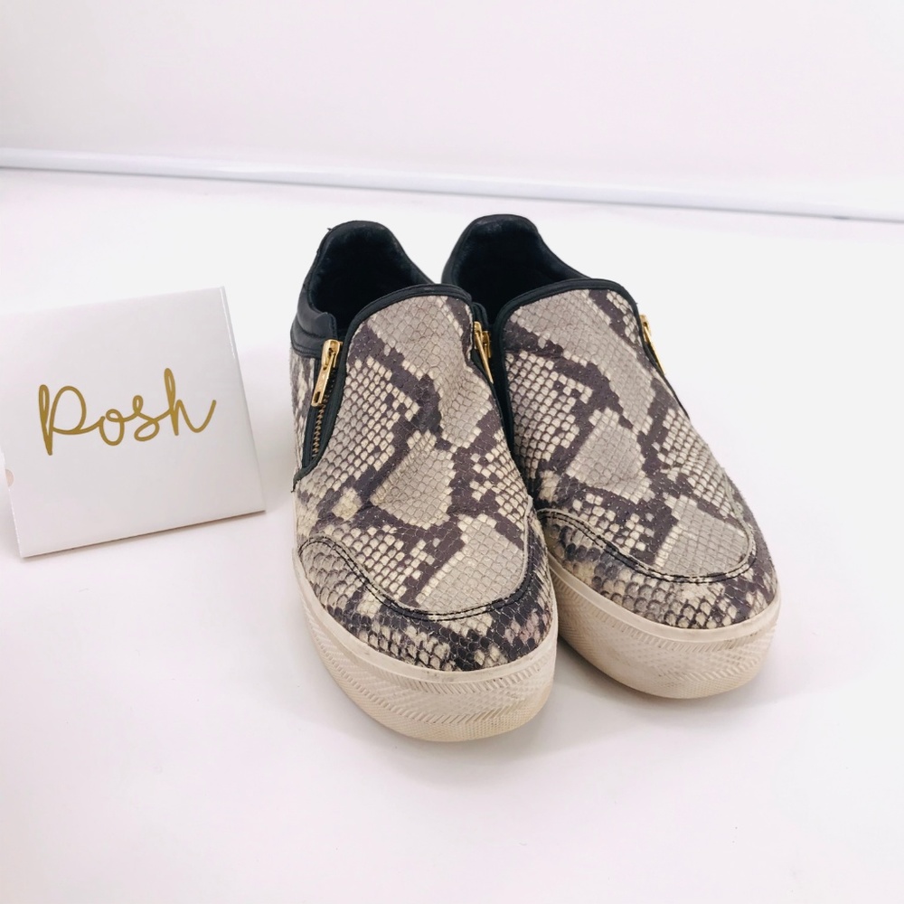 Ash Jordy Snake-Print Leather Sneaker Side Zipper Roccia & Black Size 40 US 10 - Picture 3 of 8